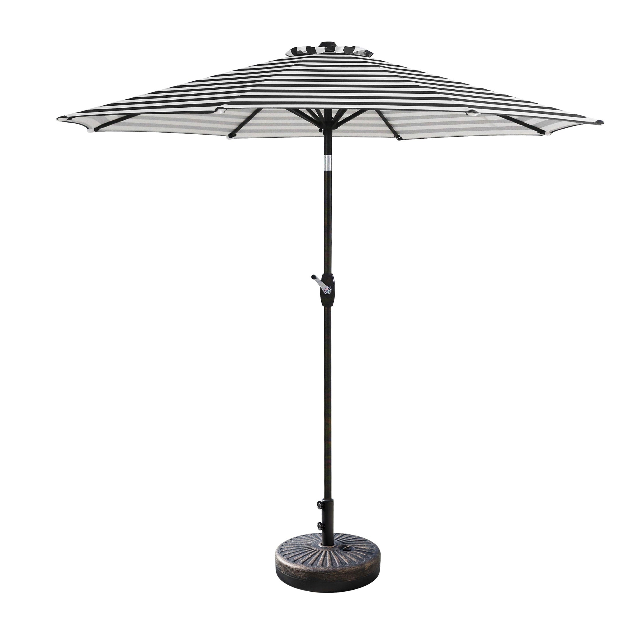 Ombrellone da giardino Lopes da 9 piedi con base in finitura bronzo e supporto per pesi incluso