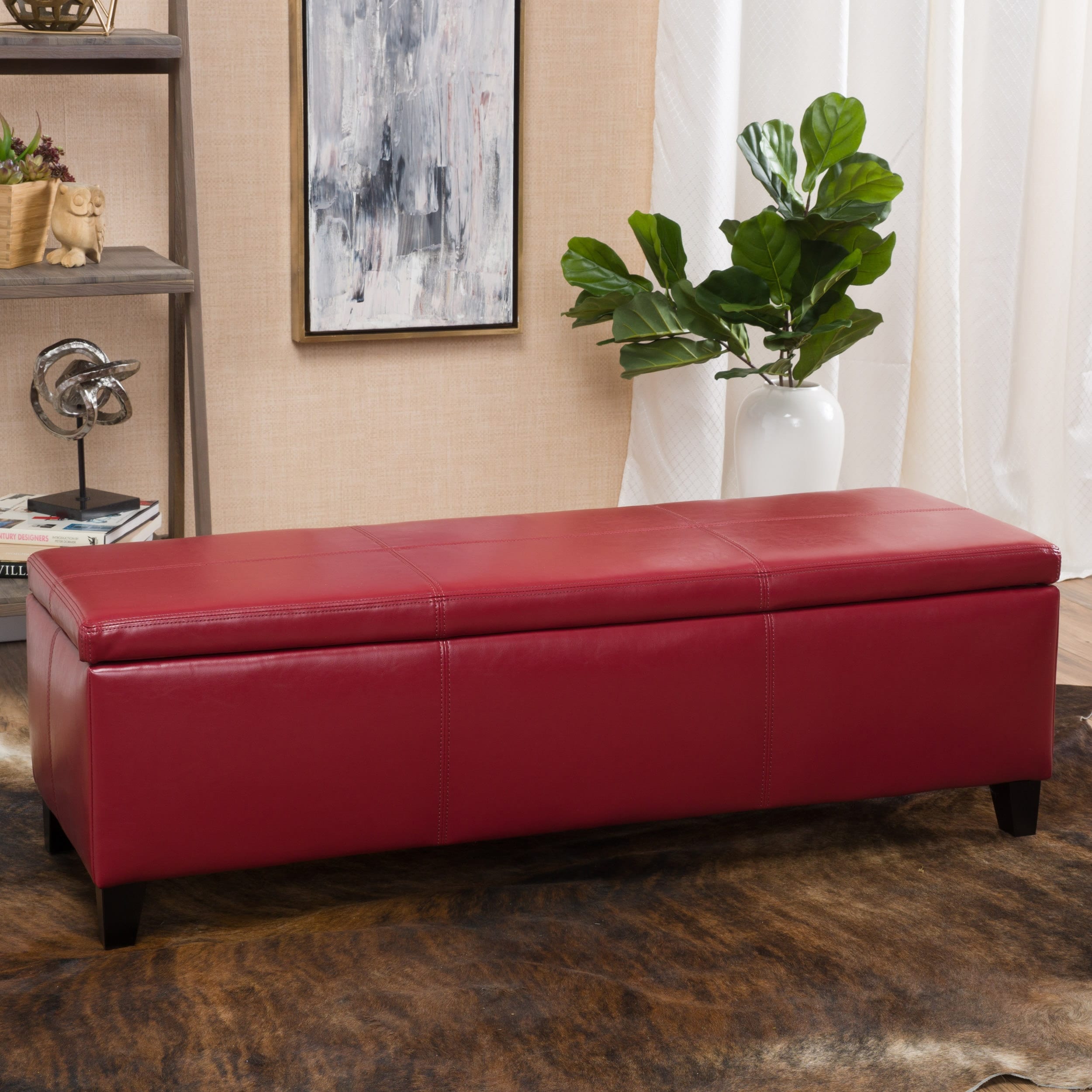 Panca portaoggetti in similpelle Lucinda di Christopher Knight Home - 51,25 L x 17,50 P x 16,25 A