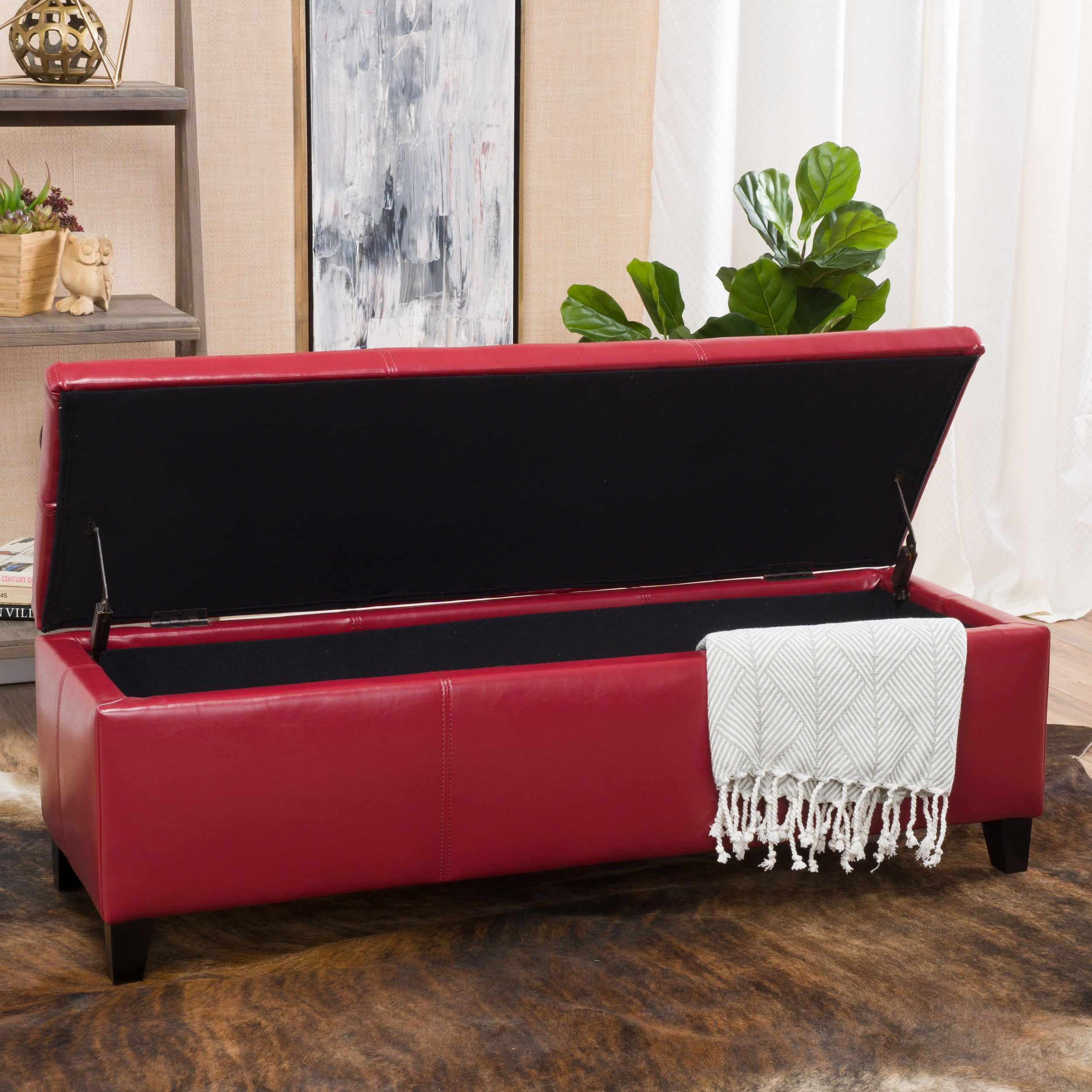 Panca portaoggetti in similpelle Lucinda di Christopher Knight Home - 51,25 L x 17,50 P x 16,25 A