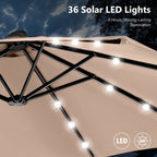 MAISON ARTS Ombrellone da esterno rettangolare da 15 piedi con manovella, doppio lato, con illuminazione a LED solare e base inclusa