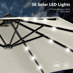 MAISON ARTS Ombrellone da esterno rettangolare da 15 piedi con manovella, doppio lato, con illuminazione a LED solare e base inclusa
