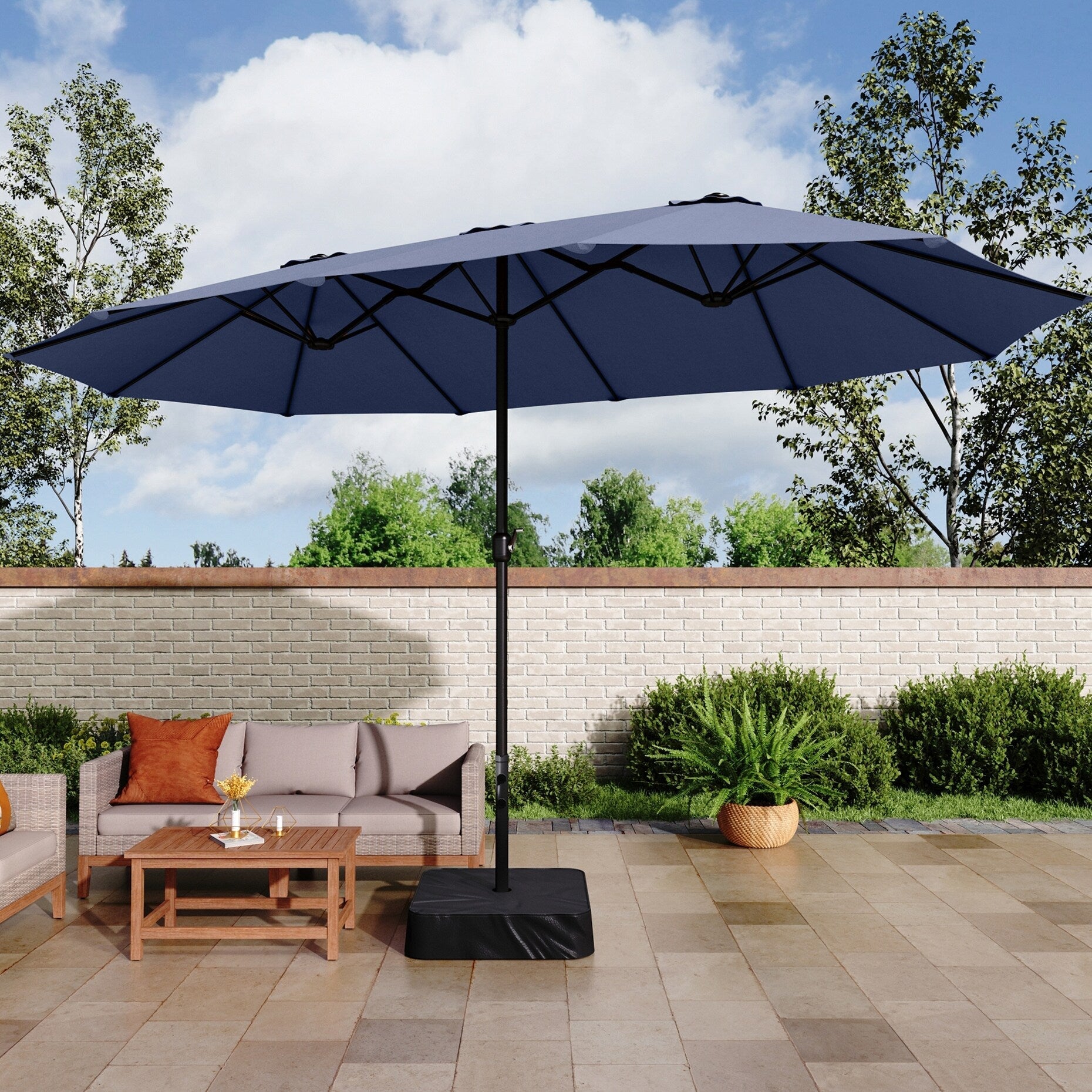 MAISON ARTS Ombrellone doppio extra large da 15 piedi con base inclusa