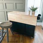 Carrello da cucina Sophia &amp; William con ribaltina e piano in legno di caucciù, carrello da cucina con ruote e ampio mobiletto portaoggetti