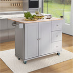 Carrello da cucina Sophia &amp; William con ribaltina e piano in legno di caucciù, carrello da cucina con ruote e ampio mobiletto portaoggetti