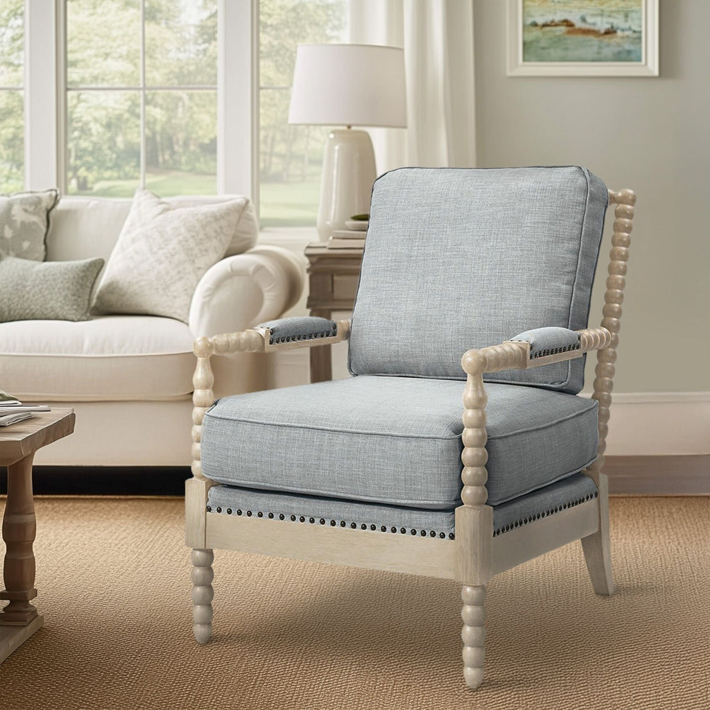 Poltrona Madison Park Donohue con struttura in legno tornito