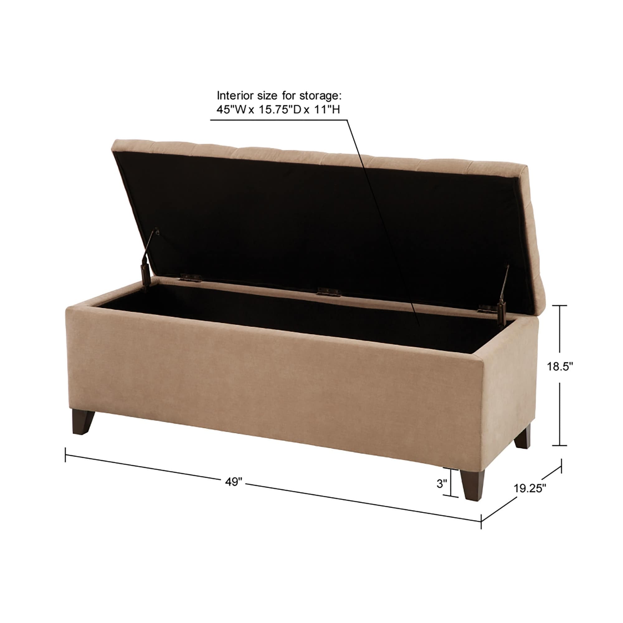 Panca contenitore imbottita con piano trapuntato Madison Park Sasha