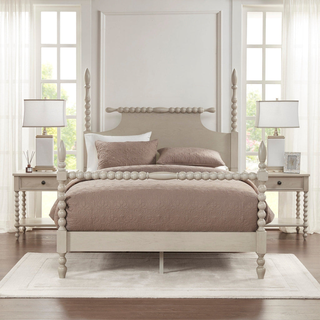 Comodino in legno tornito Madison Park Signature Beckett con cassetto e ripiano