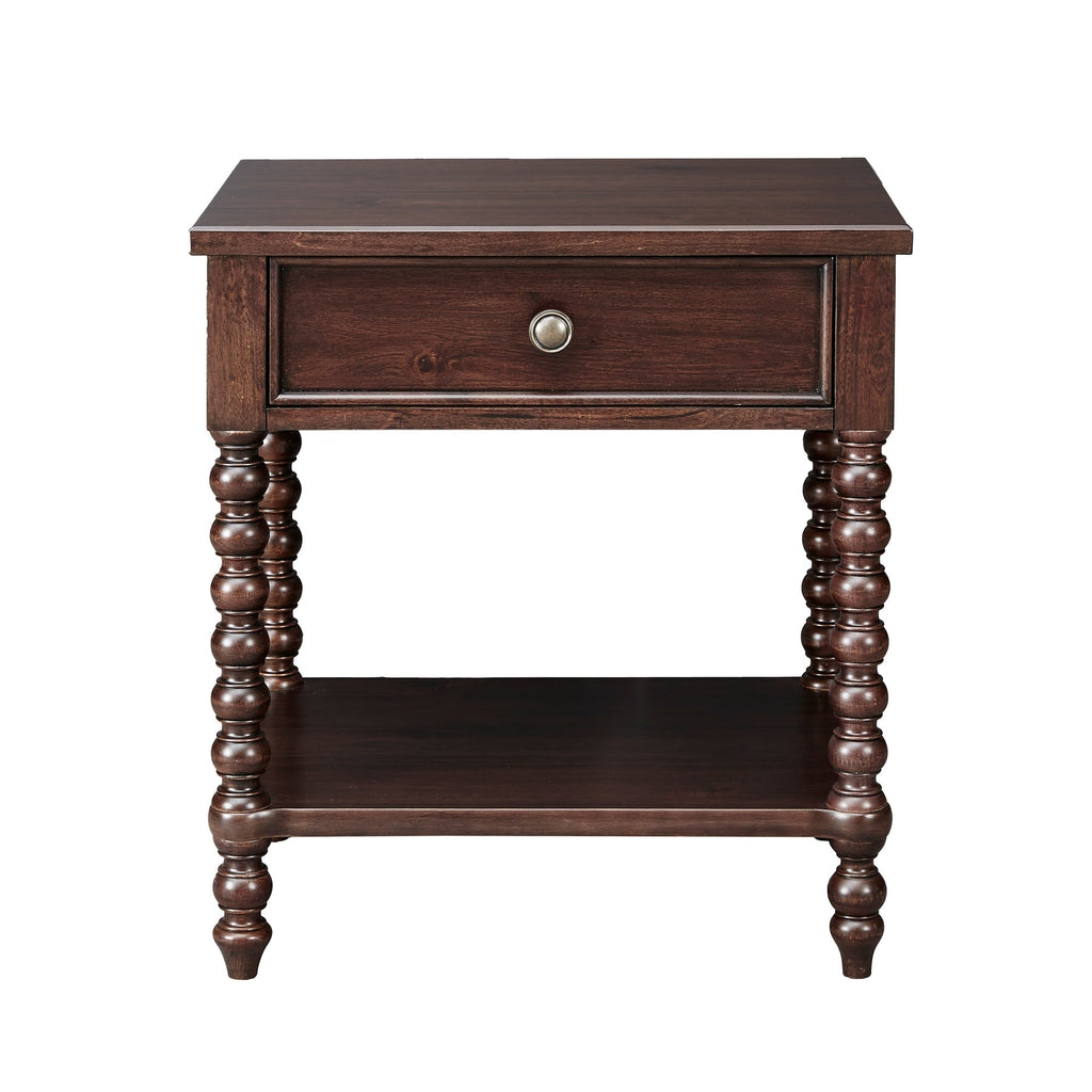 Comodino in legno tornito Madison Park Signature Beckett con cassetto e ripiano