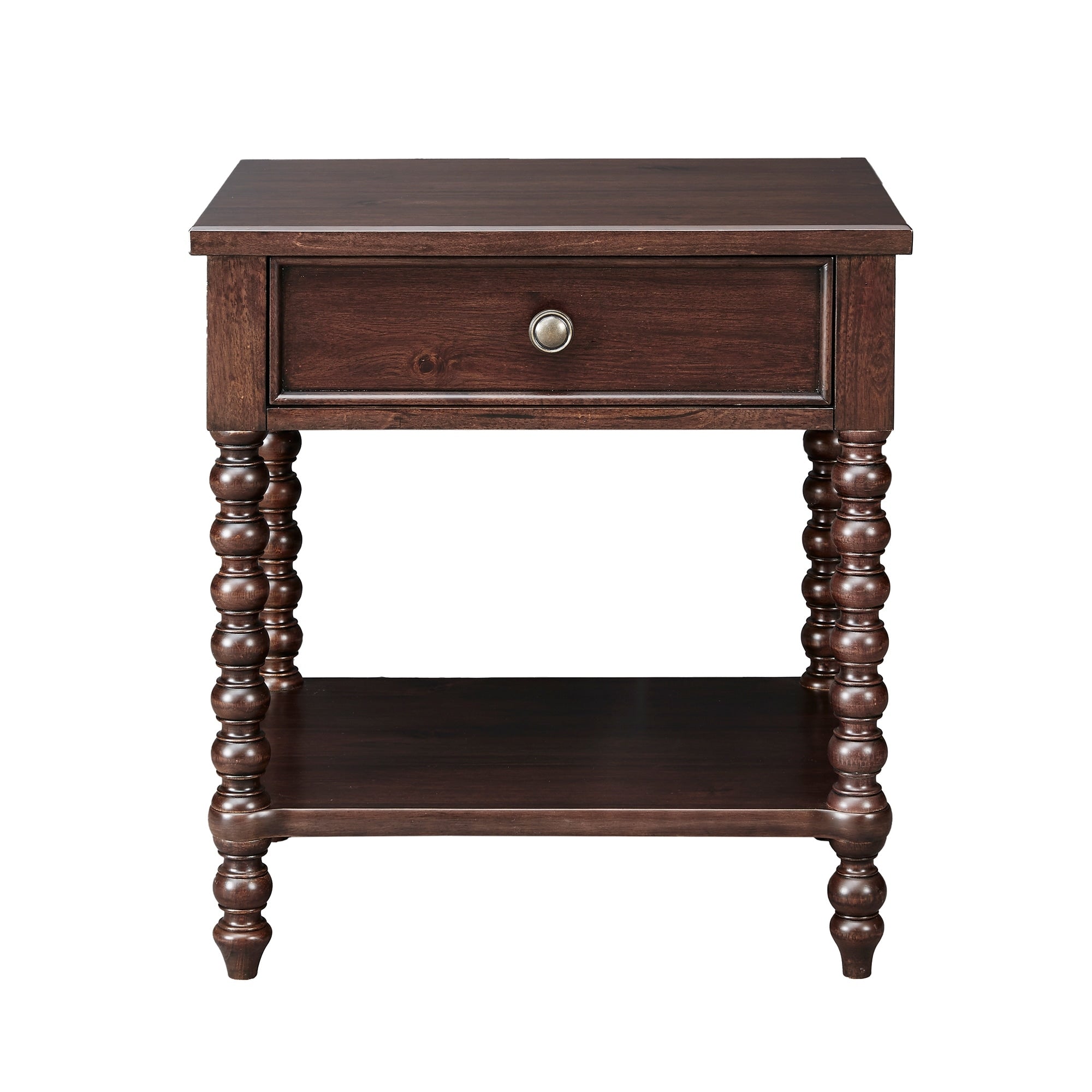 Comodino in legno tornito Madison Park Signature Beckett con cassetto e ripiano