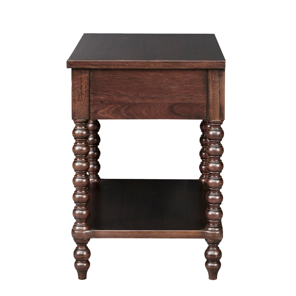 Comodino in legno tornito Madison Park Signature Beckett con cassetto e ripiano