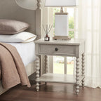 Comodino in legno tornito Madison Park Signature Beckett con cassetto e ripiano