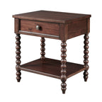 Comodino in legno tornito Madison Park Signature Beckett con cassetto e ripiano