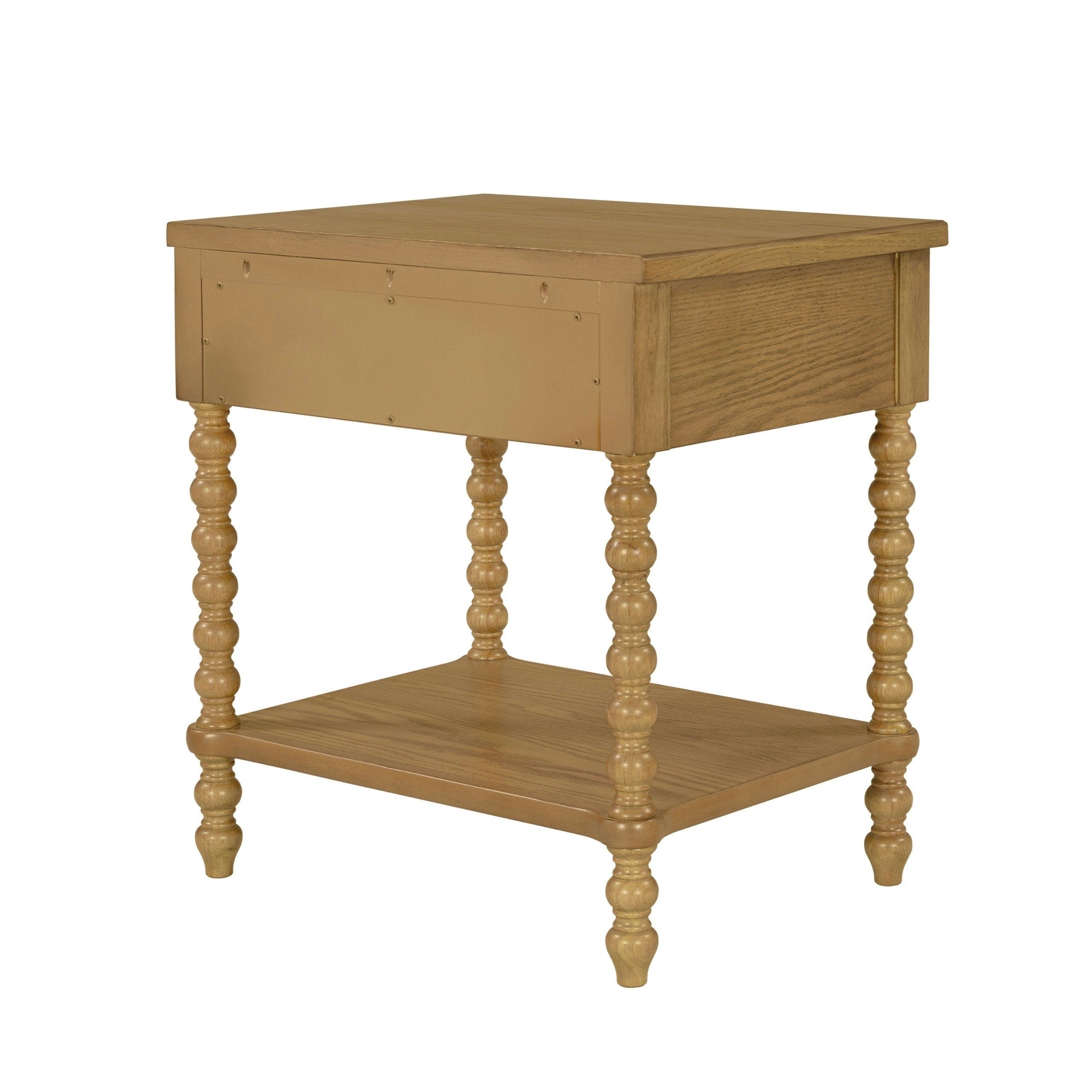 Comodino in legno tornito Madison Park Signature Beckett con cassetto e ripiano