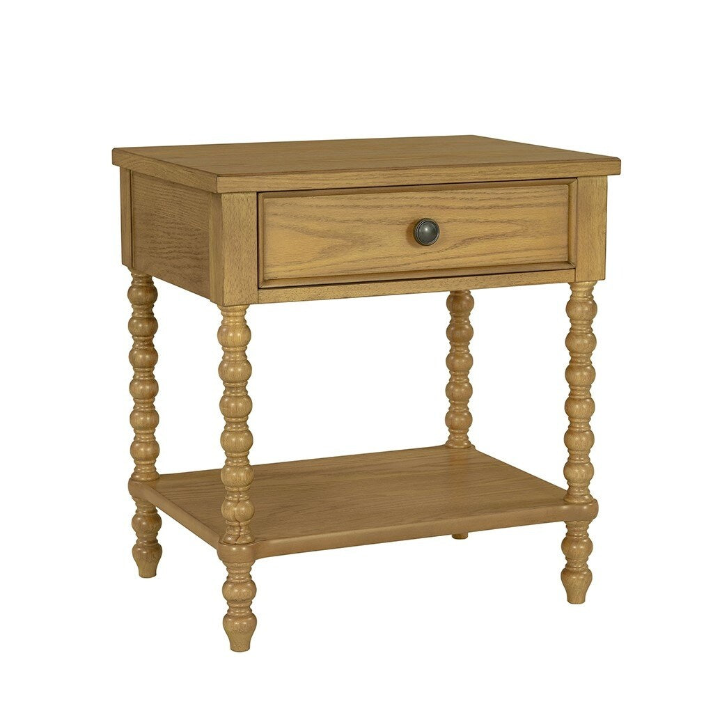 Comodino in legno tornito Madison Park Signature Beckett con cassetto e ripiano