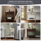 Comodino in legno tornito Madison Park Signature Beckett con cassetto e ripiano