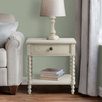 Comodino in legno tornito Madison Park Signature Beckett con cassetto e ripiano