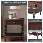 Comodino in legno tornito Madison Park Signature Beckett con cassetto e ripiano