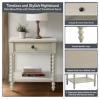 Comodino in legno tornito Madison Park Signature Beckett con cassetto e ripiano