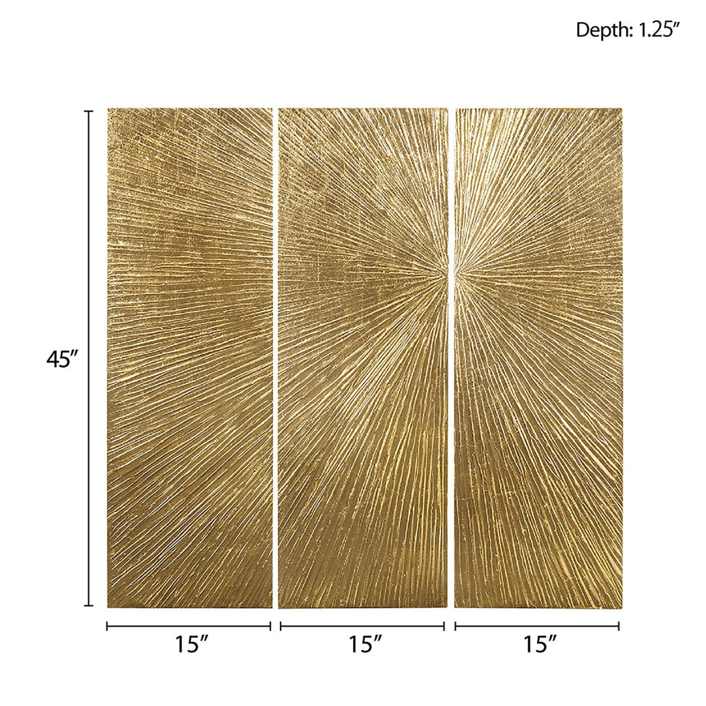 Madison Park Signature Sunburst Trittico dipinto a mano, set di 3 pezzi di arte murale in resina tridimensionale