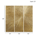 Madison Park Signature Sunburst Trittico dipinto a mano, set di 3 pezzi di arte murale in resina tridimensionale