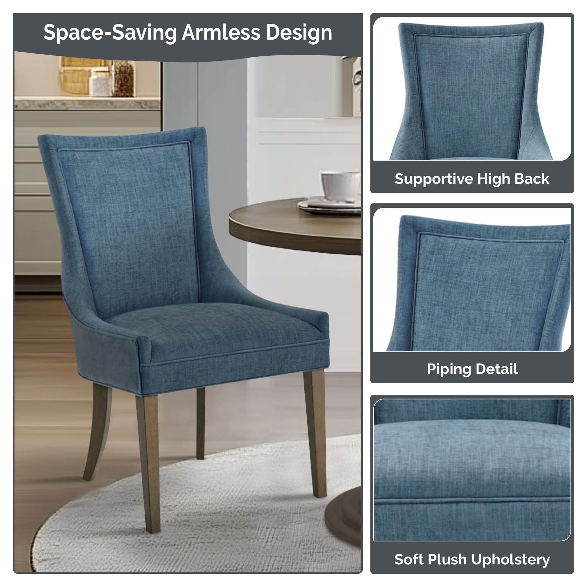 Sedie da pranzo laterali Madison Park Signature Ultra imbottite con gambe in legno (set da 2) - N/D