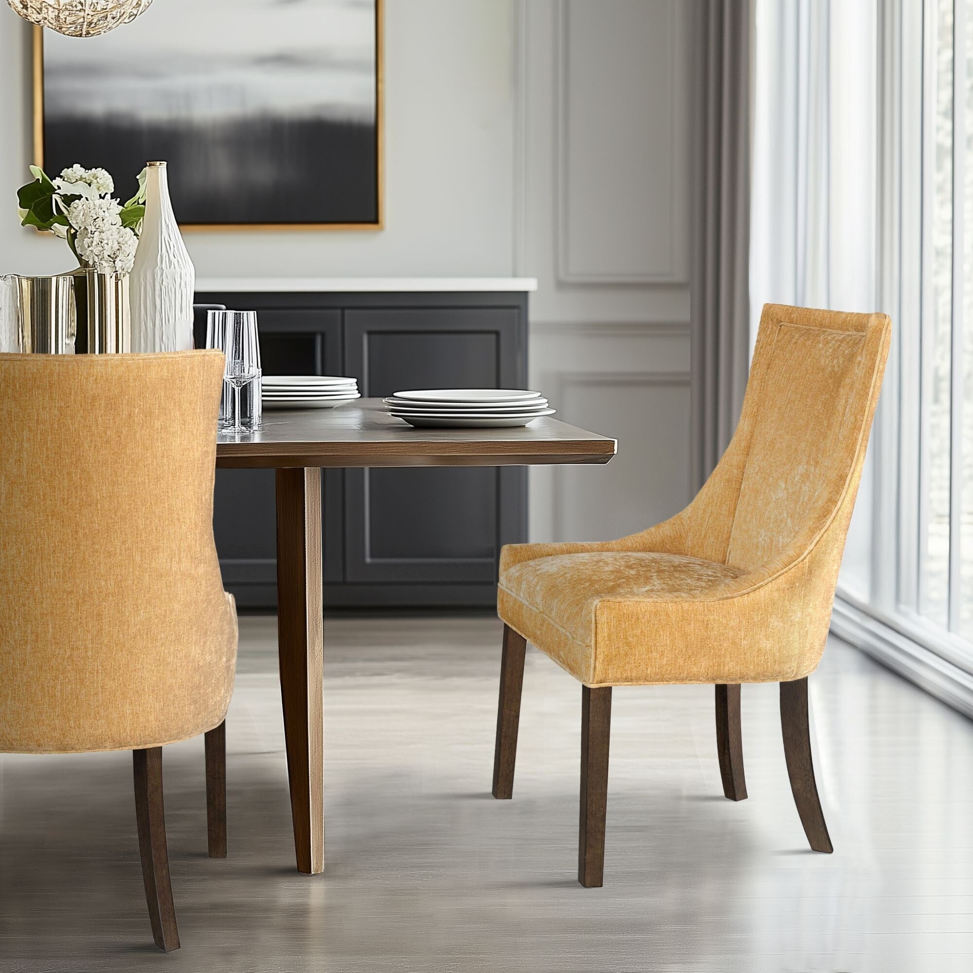 Sedie da pranzo laterali Madison Park Signature Ultra imbottite con gambe in legno (set da 2) - N/D