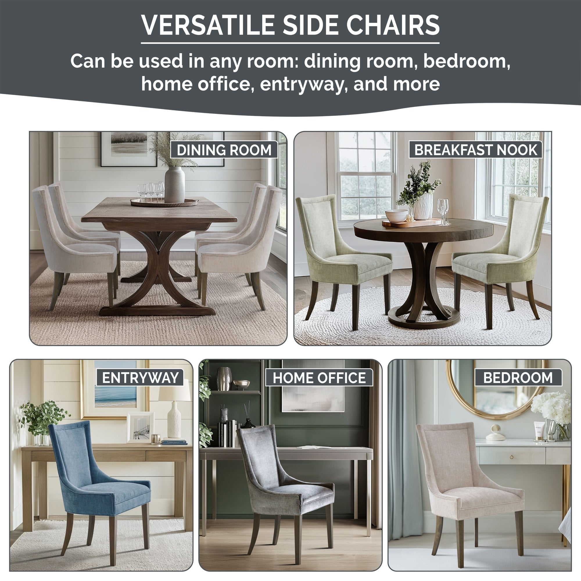 Sedie da pranzo laterali Madison Park Signature Ultra imbottite con gambe in legno (set da 2) - N/D