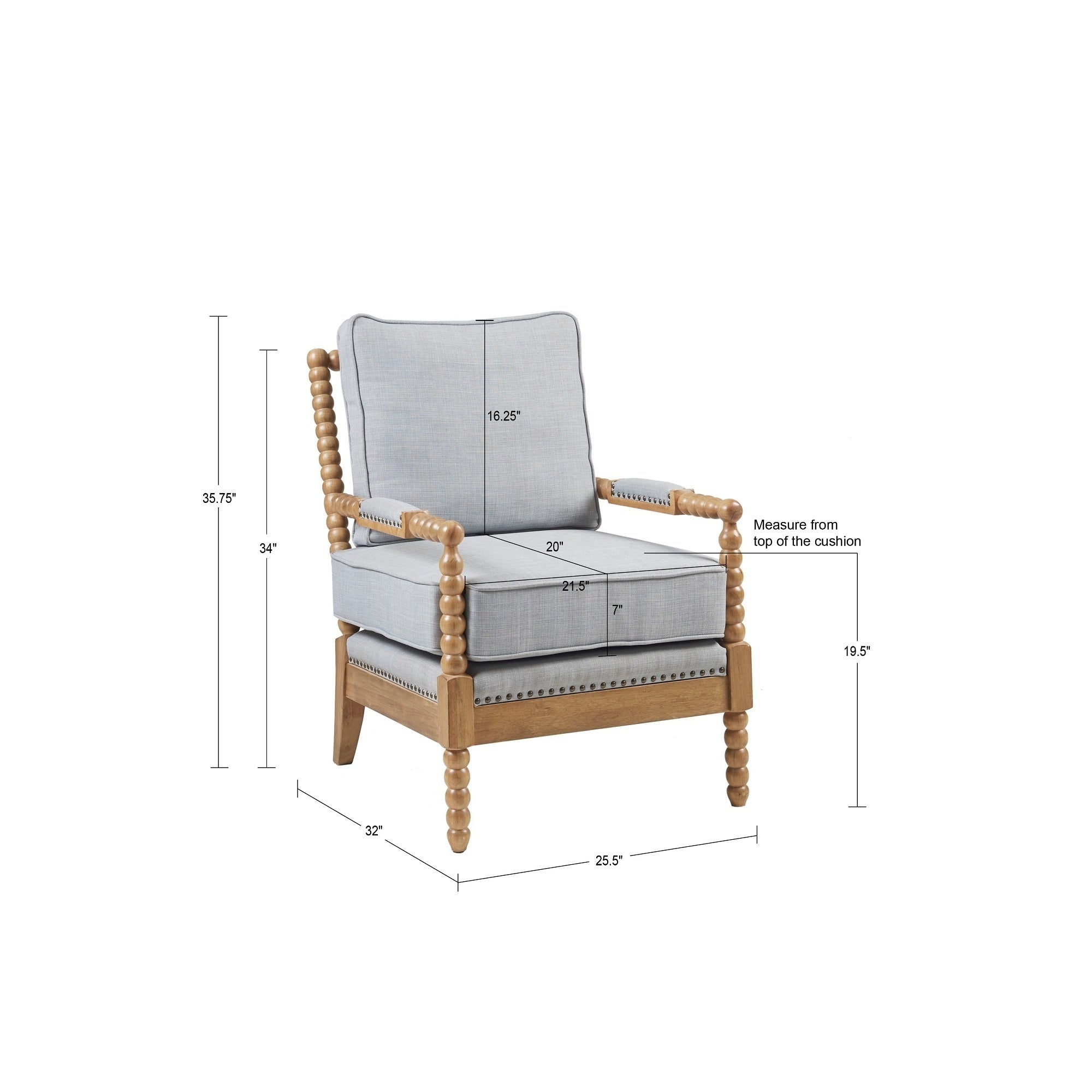 Poltrona Madison Park Donohue con struttura in legno tornito