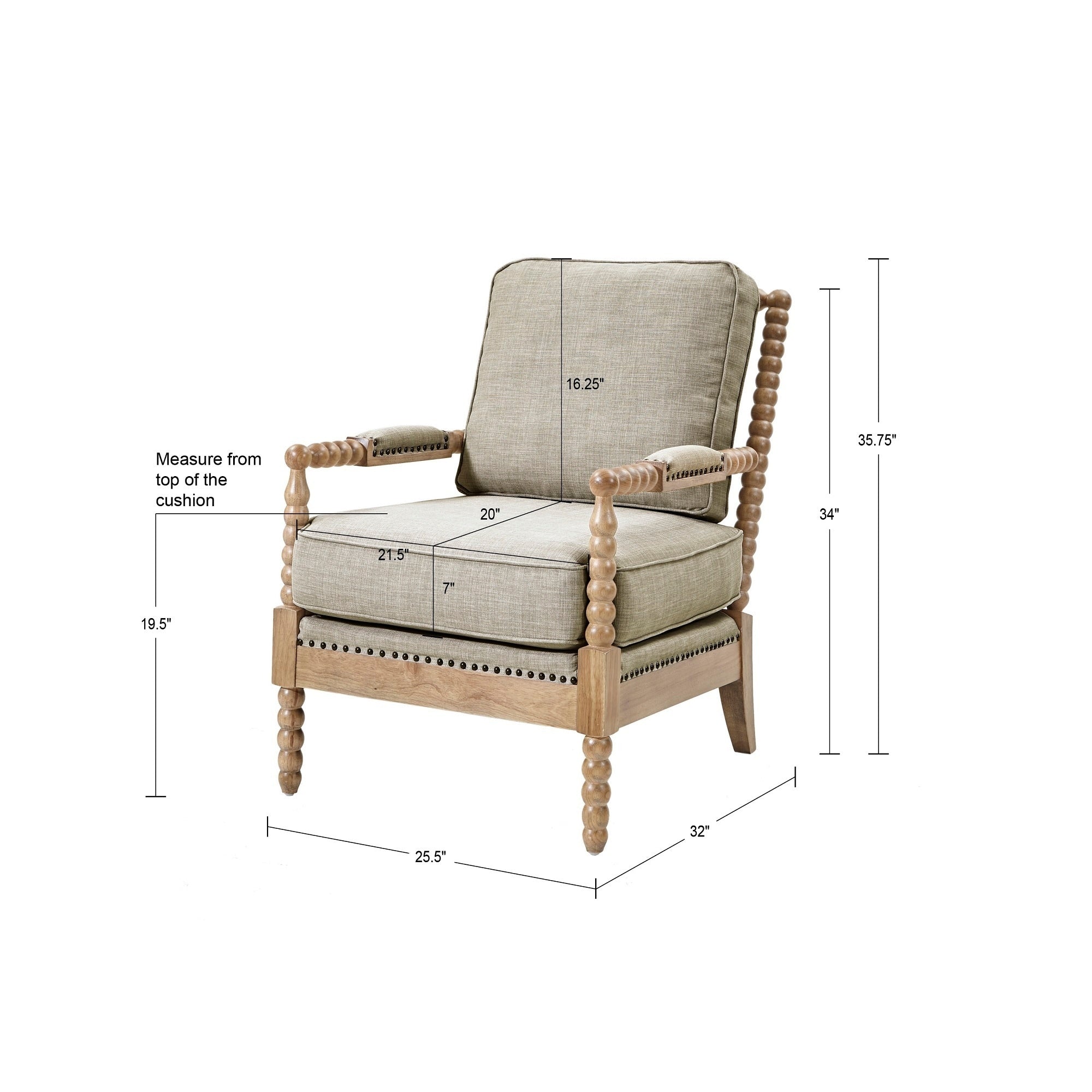 Poltrona Madison Park Donohue con struttura in legno tornito