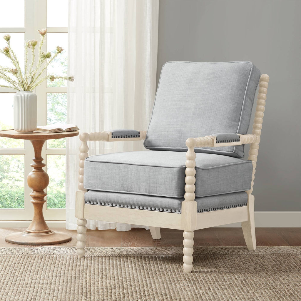 Poltrona Madison Park Donohue con struttura in legno tornito