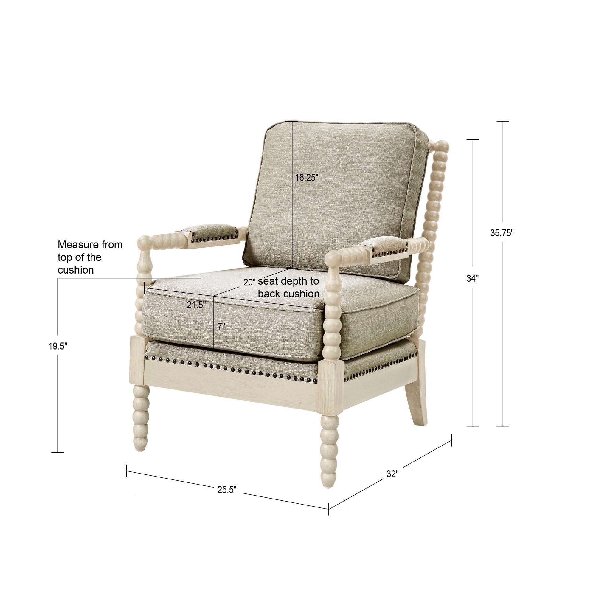 Poltrona Madison Park Donohue con struttura in legno tornito