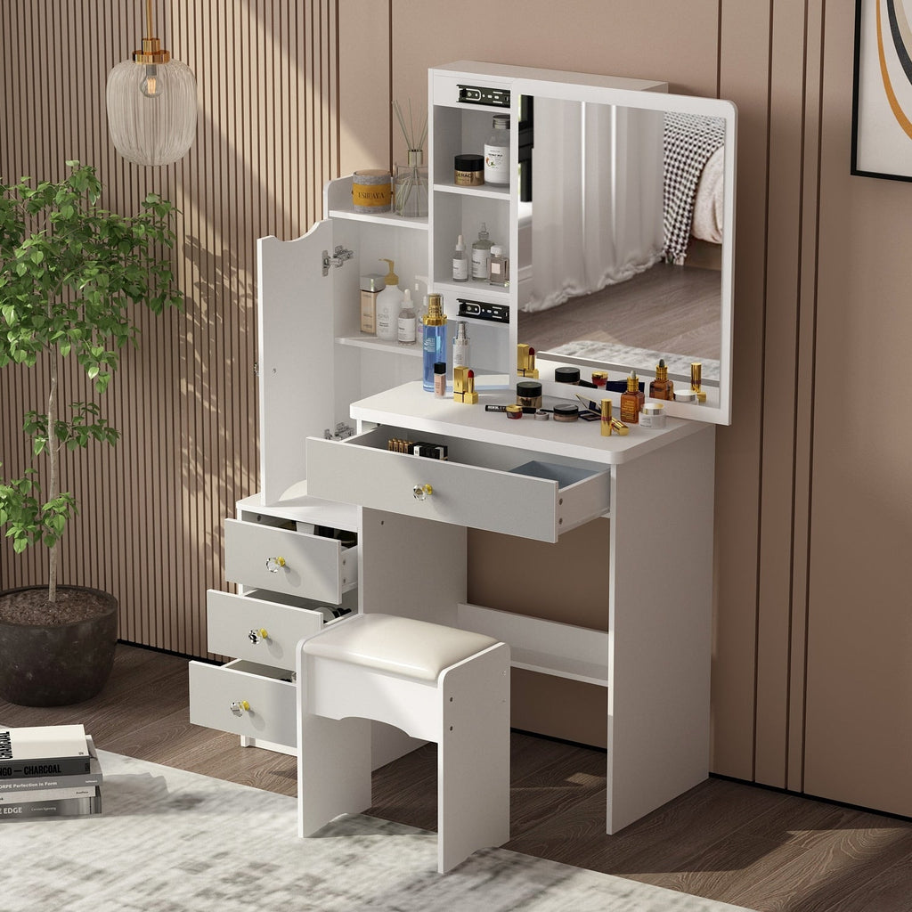 Set da toeletta per il trucco con specchio e sgabello