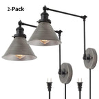 Malryn Set di 2 moderne luci a braccio oscillante regolabili Applique da parete con spina/cablaggio