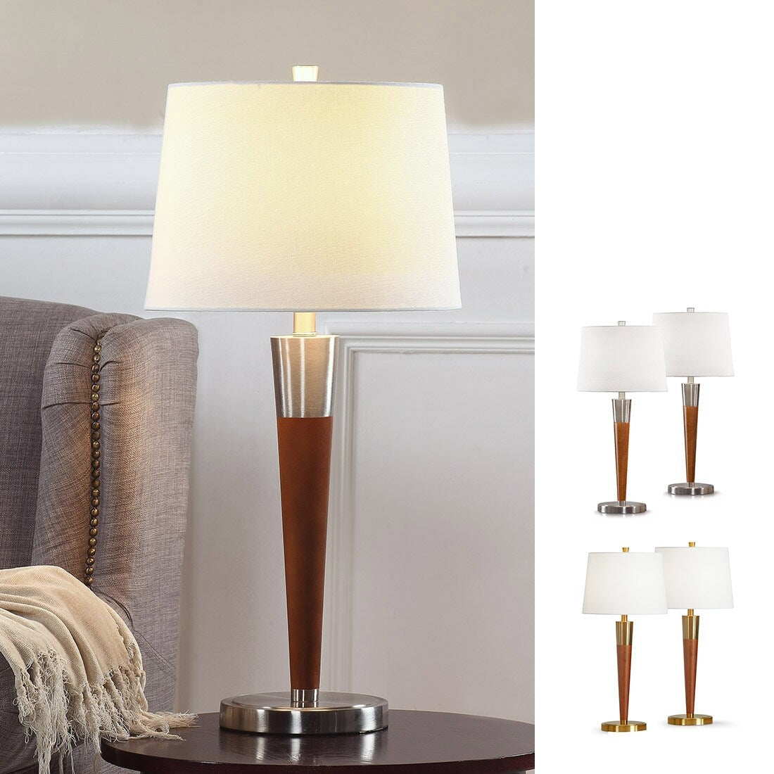 Lampade da tavolo Manhattan 30 in legno duro (set da 2)