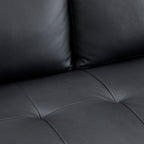 Divano moderno in vera pelle con gambe in legno e cuscino di supporto aggiuntivo