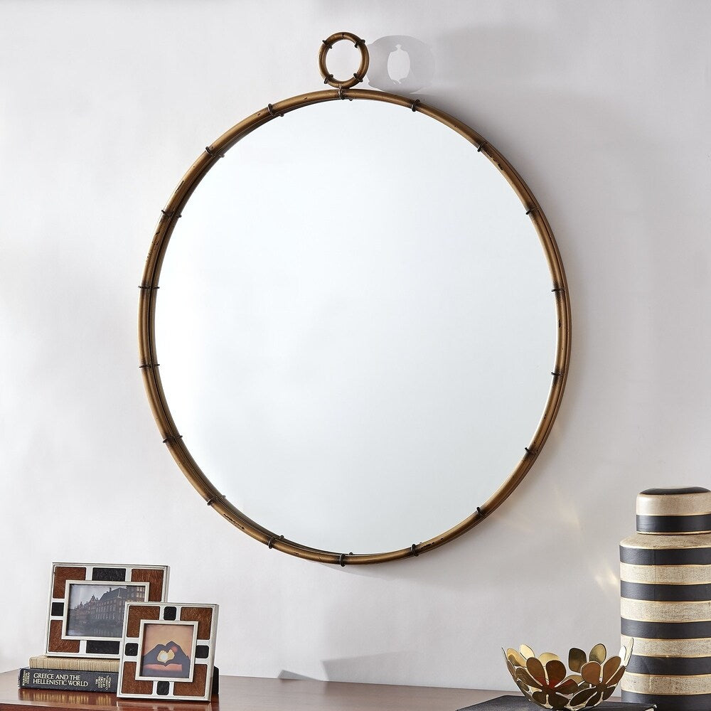 Specchio da parete rotondo con finitura in ottone anticato Marza di iNSPIRE Q Modern