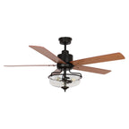 Ventilatore da soffitto reversibile in legno da 52 pollici con 5 pale e 3 luci e telecomando