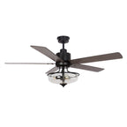 Ventilatore da soffitto reversibile in legno da 52 pollici con 5 pale e 3 luci e telecomando