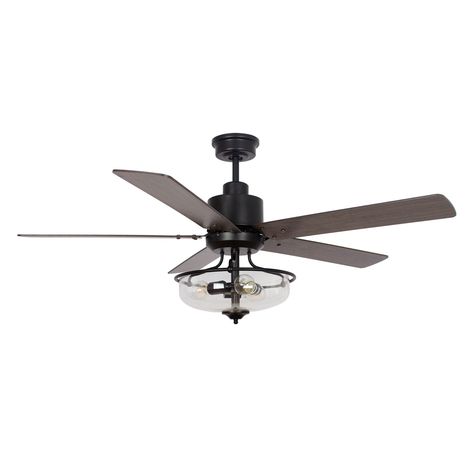 Ventilatore da soffitto reversibile in legno da 52 pollici con 5 pale e 3 luci e telecomando