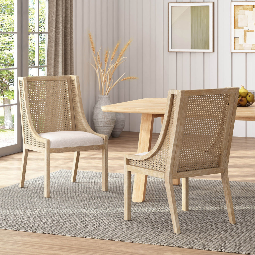 Sedie da pranzo imbottite in canna e legno Maurers (set di 2) di Christopher Knight Home