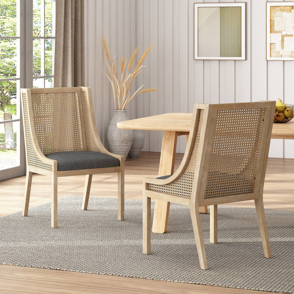 Sedie da pranzo imbottite in canna e legno Maurers (set di 2) di Christopher Knight Home