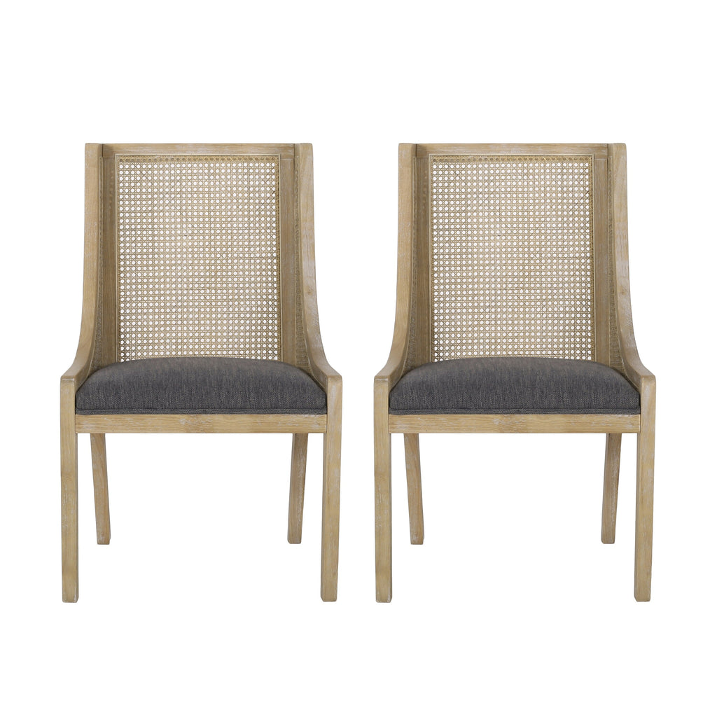 Sedie da pranzo imbottite in canna e legno Maurers (set di 2) di Christopher Knight Home