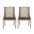 Sedie da pranzo imbottite in canna e legno Maurers (set di 2) di Christopher Knight Home