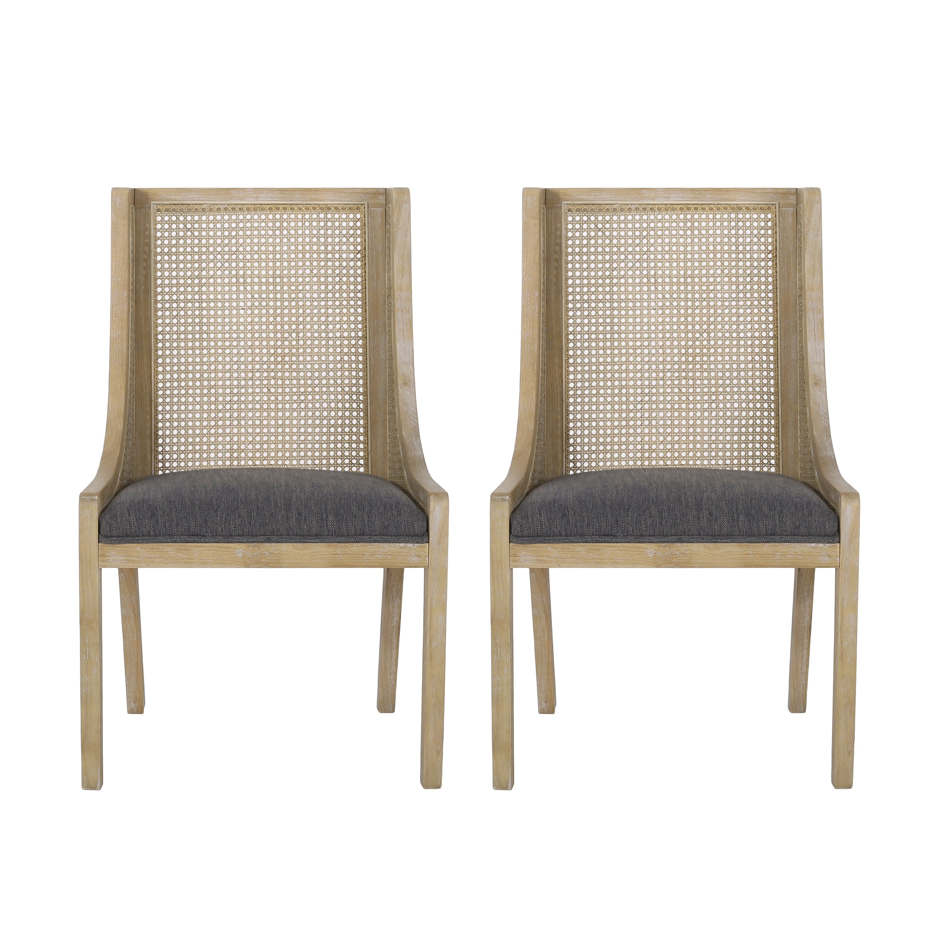 Sedie da pranzo imbottite in canna e legno Maurers (set di 2) di Christopher Knight Home