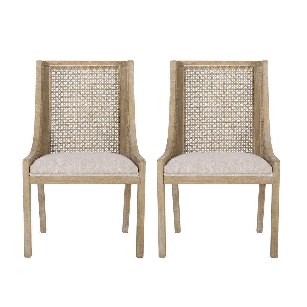 Sedie da pranzo imbottite in canna e legno Maurers (set di 2) di Christopher Knight Home