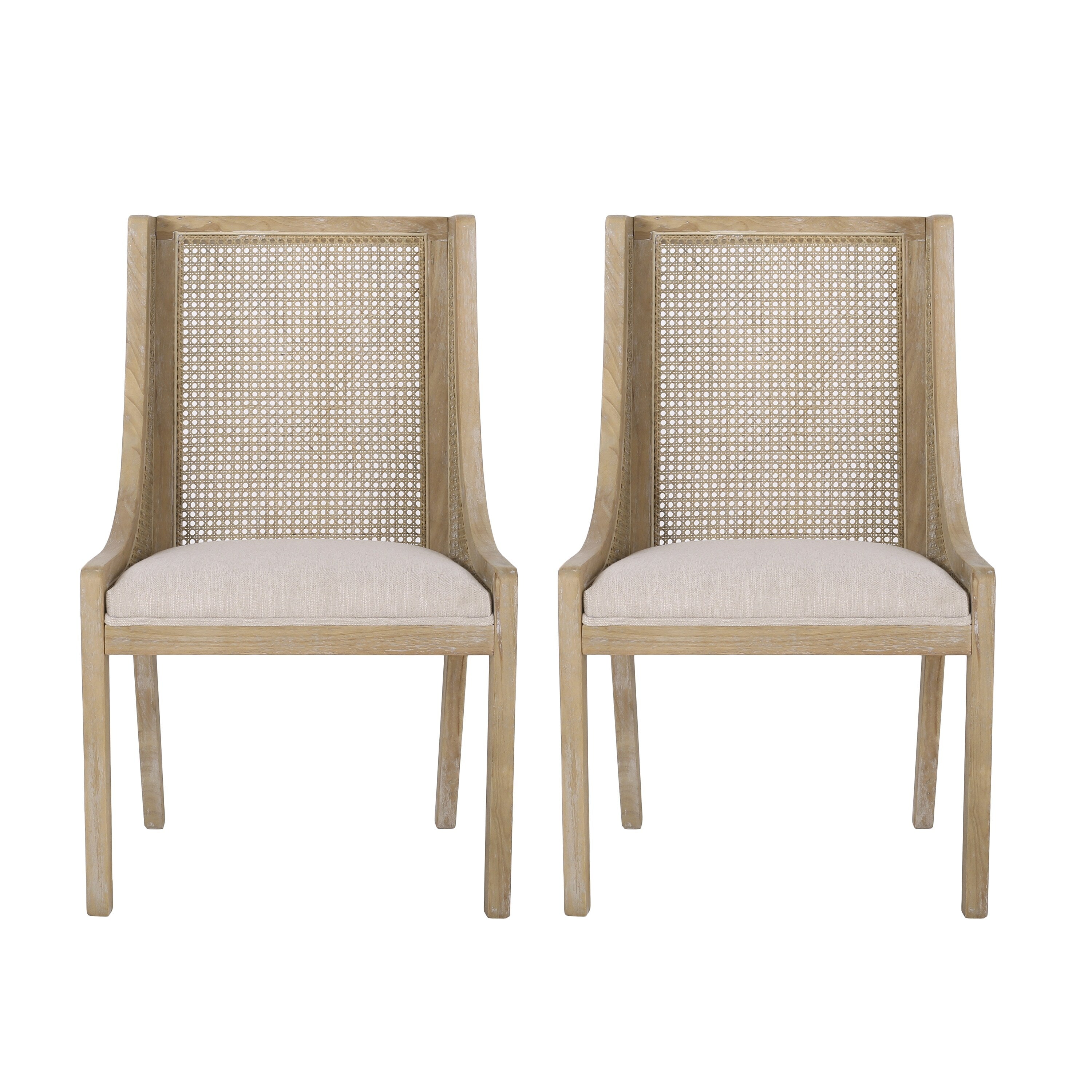 Sedie da pranzo imbottite in canna e legno Maurers (set di 2) di Christopher Knight Home