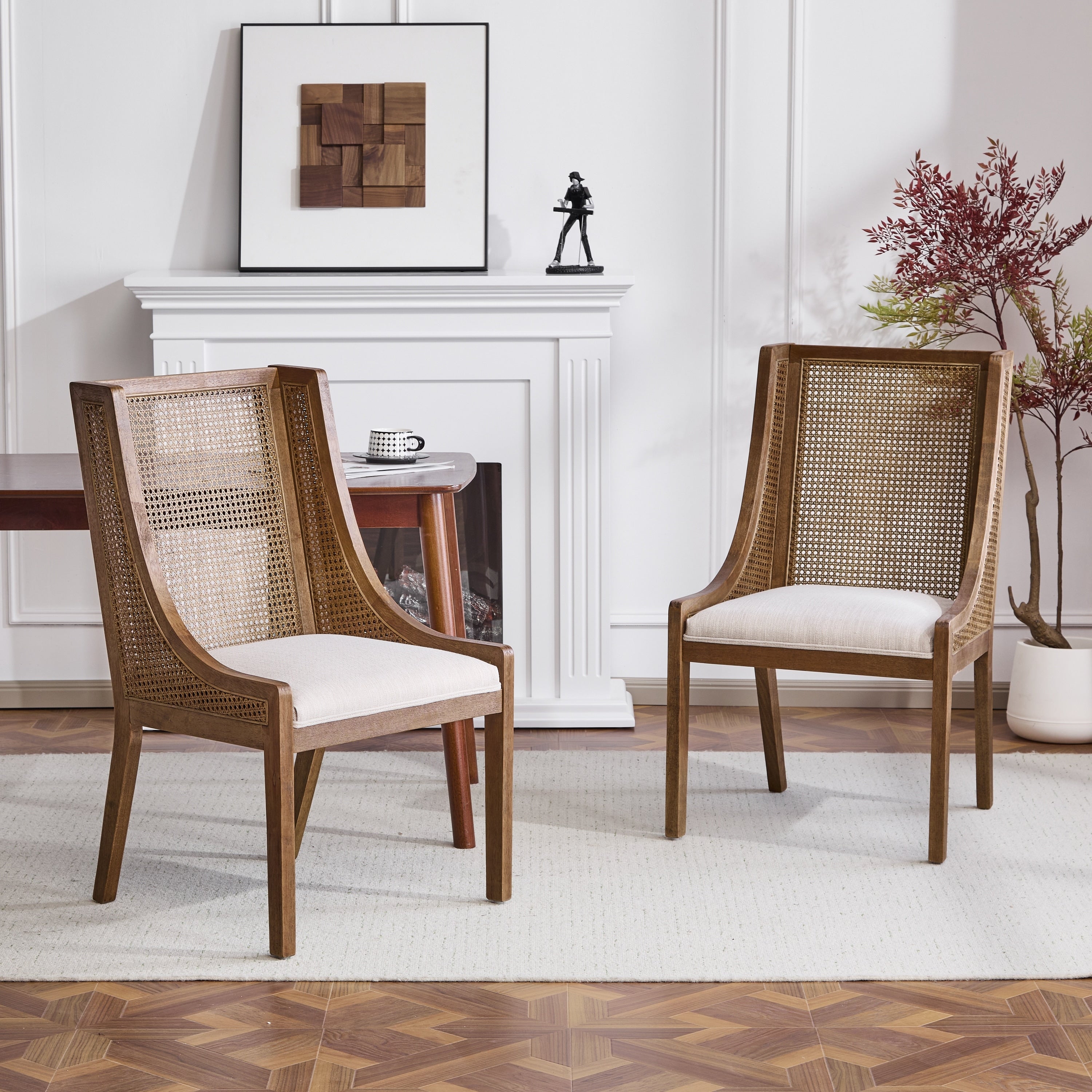 Sedie da pranzo imbottite in canna e legno Maurers (set di 2) di Christopher Knight Home