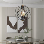 Maxax 4 - Lampadario geometrico unico con dettagli in ferro battuto - 17,7*17,3*17,3