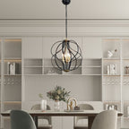 Maxax 4 - Lampadario geometrico unico con dettagli in ferro battuto - 17,7*17,3*17,3