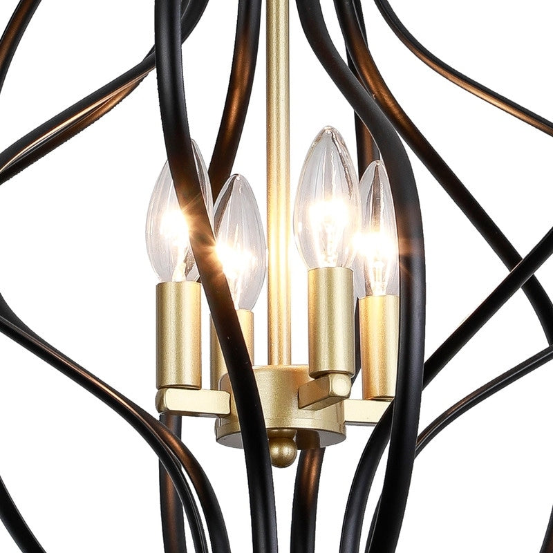 Maxax 4 - Lampadario geometrico unico con dettagli in ferro battuto - 17,7*17,3*17,3